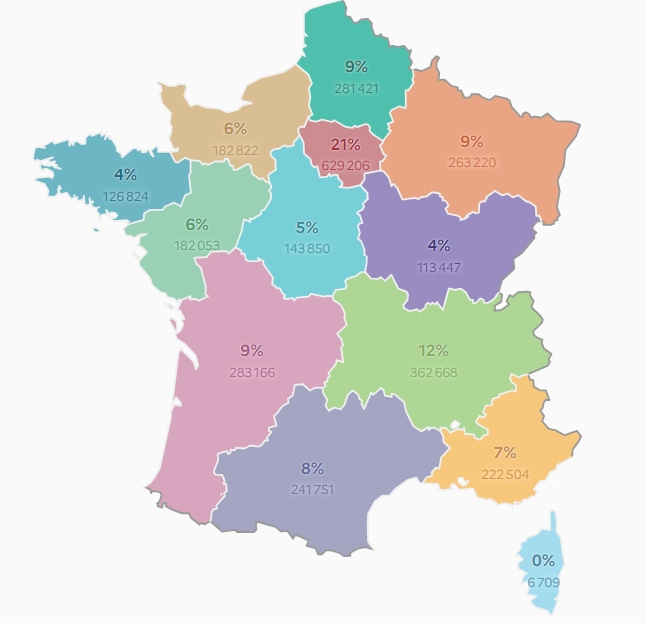Répartition géographique du classement DPE D - Source Ademe