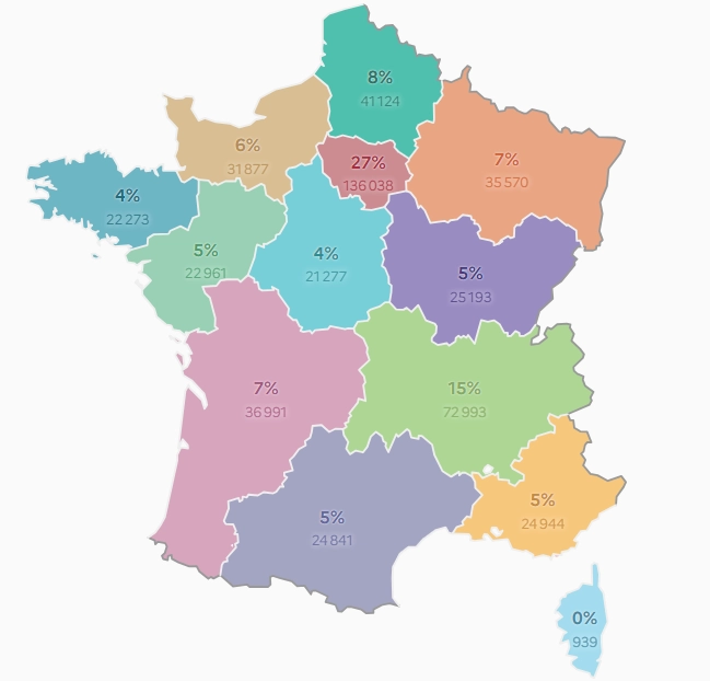 Répartition géographique du classement DPE G - Source Ademe